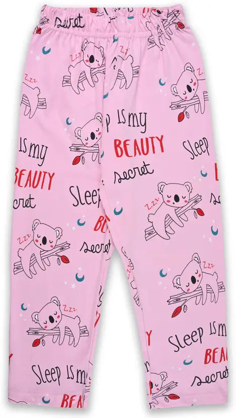 Girls Printed Cotton Blend Kids Nightwear nd89pnk
