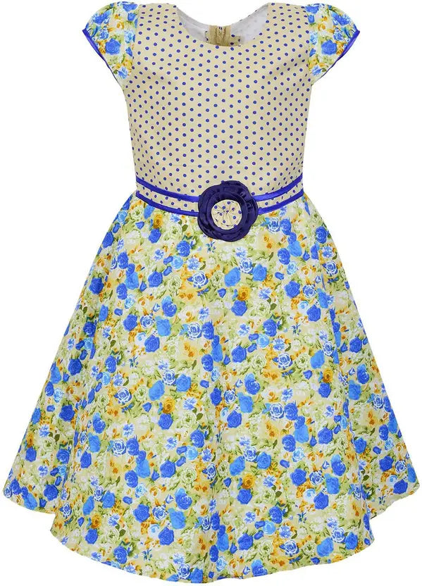 Girls Midi/Knee Length Party Dress ctn254blu
