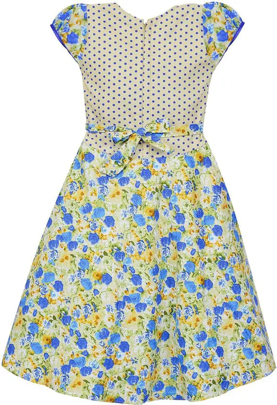Girls Midi/Knee Length Party Dress ctn254blu