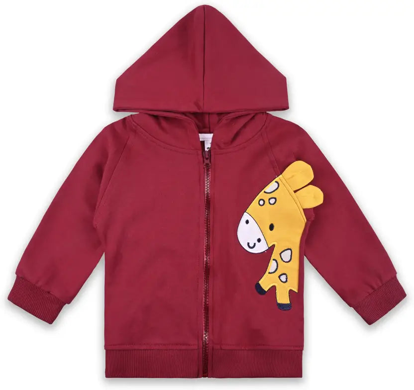 Unisex Cotton Applique Full Sleeve Hooded Sweatshirt