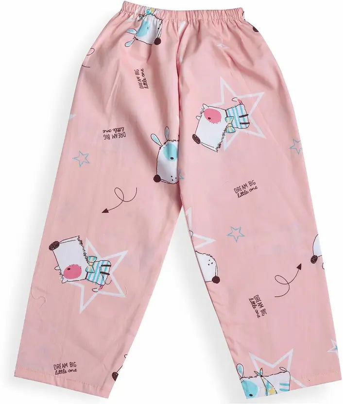 Boys & Girls Printed Polyester Blend Kids Nightwear NDF1001pnkF
