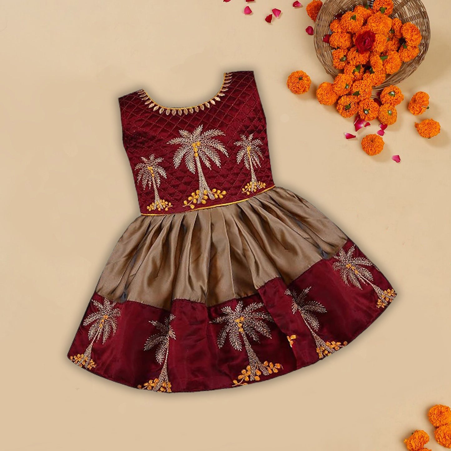 Buy Premium Maroon Baby Girl Ethnic Dress Online