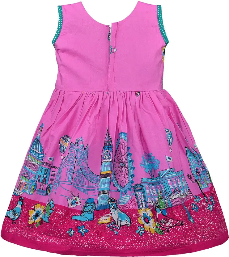 Girls Midi/Knee Length Casual Dress ctn332pnk