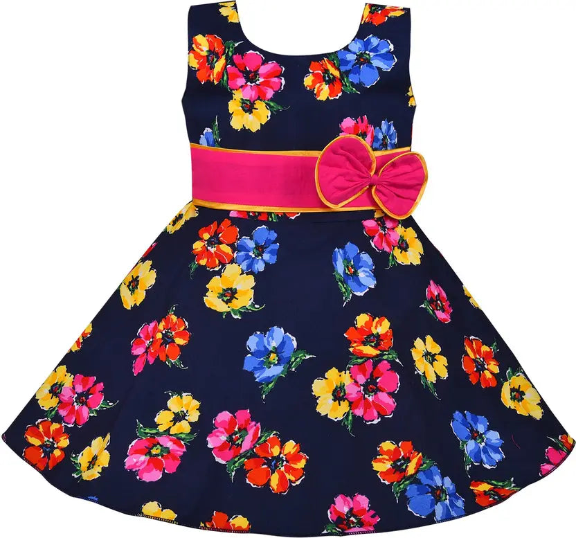 Girls Midi/Knee Length Casual Dress ctn439blu