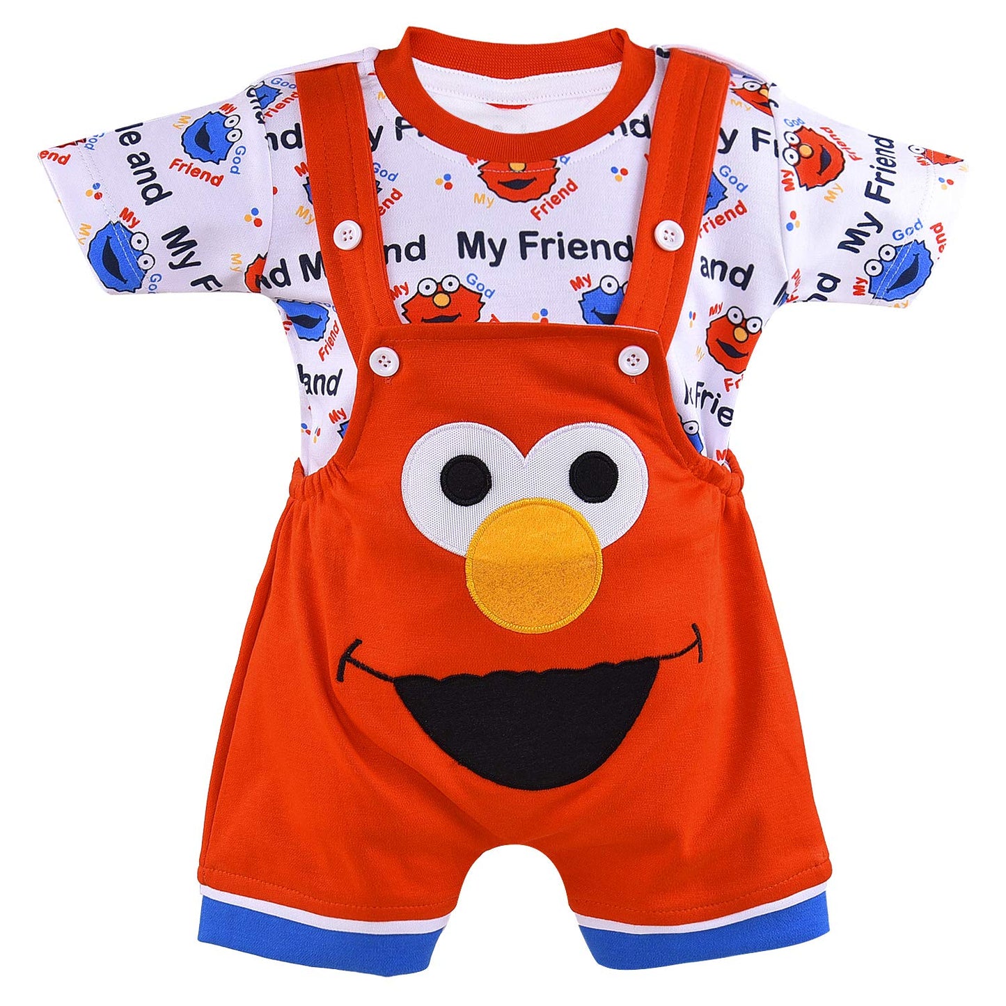 Unisex Dungaree Dress for Baby Boys-Baby Girls-(bt35org)