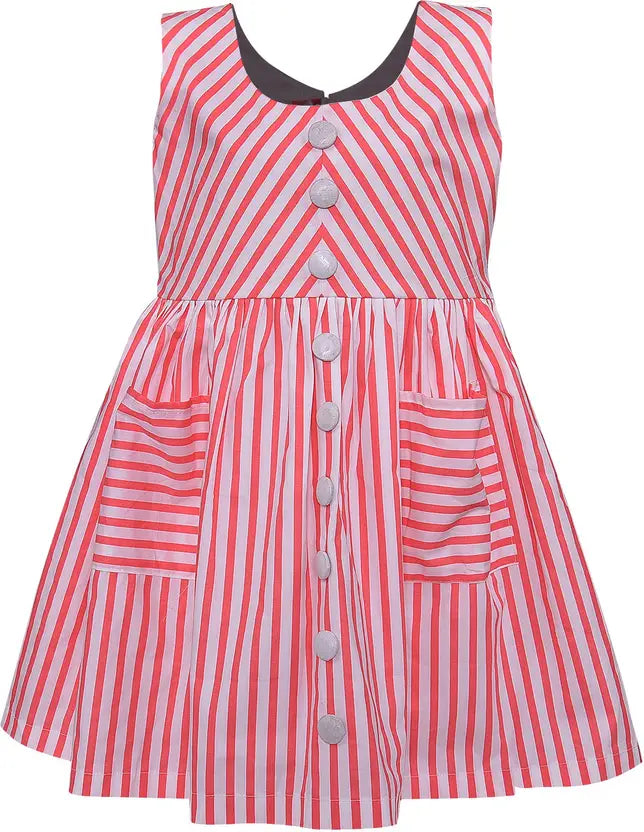 Girls Midi/Knee Length Casual Dress ctn333pnk
