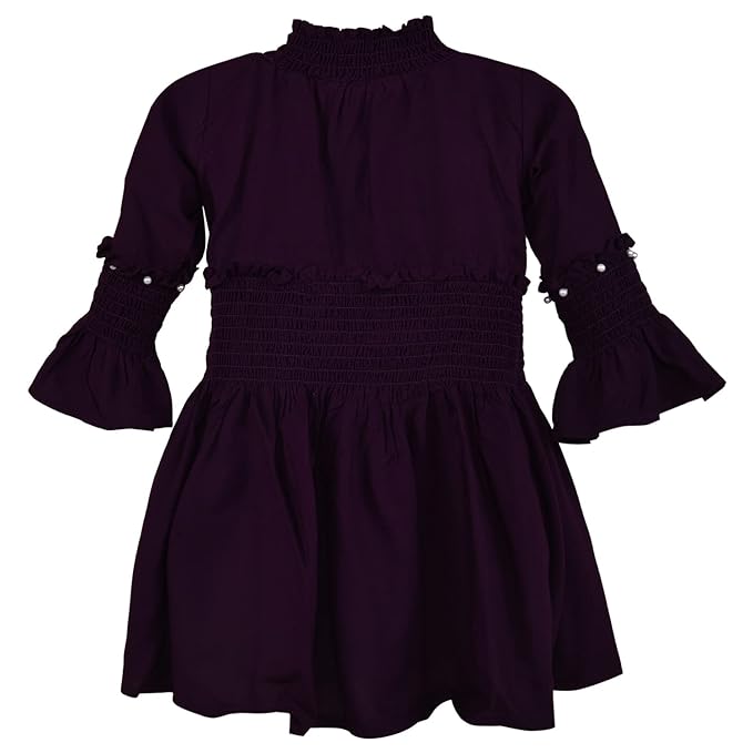 Girls Flared Sleeves Smocking Casual Dress