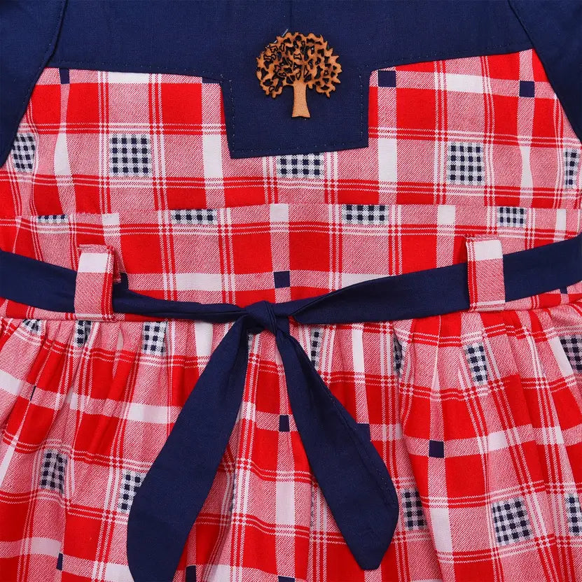 Girls Checkered Printed Cotton Summer Dress