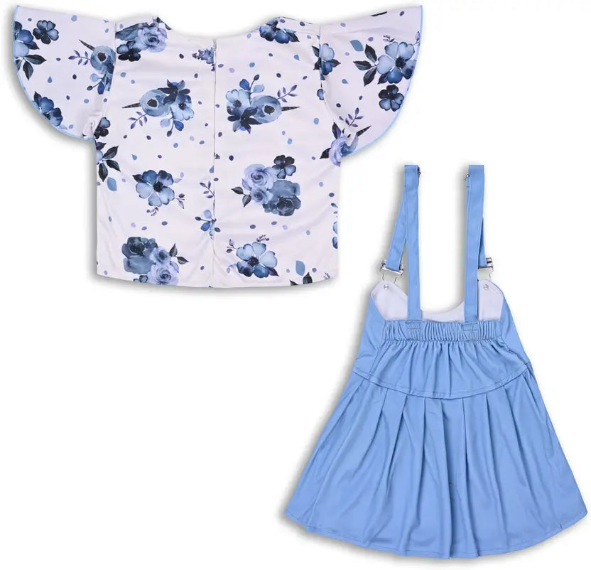 Dungaree For Girls Casual Printed Polycotton csl987blu