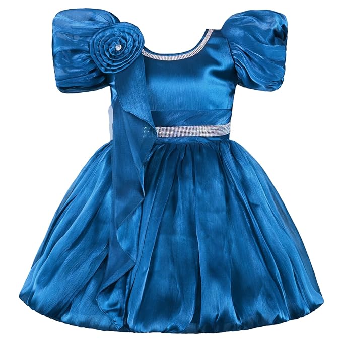 Rhinestone Floral Embellished Balloon Party Dress