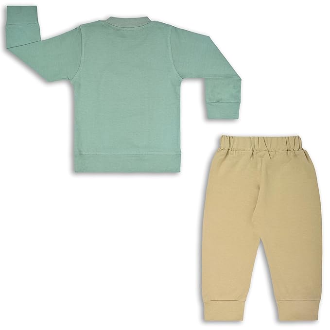 Boys Humour and Comic Patch Work T-Shirt and Trousers bt607grn