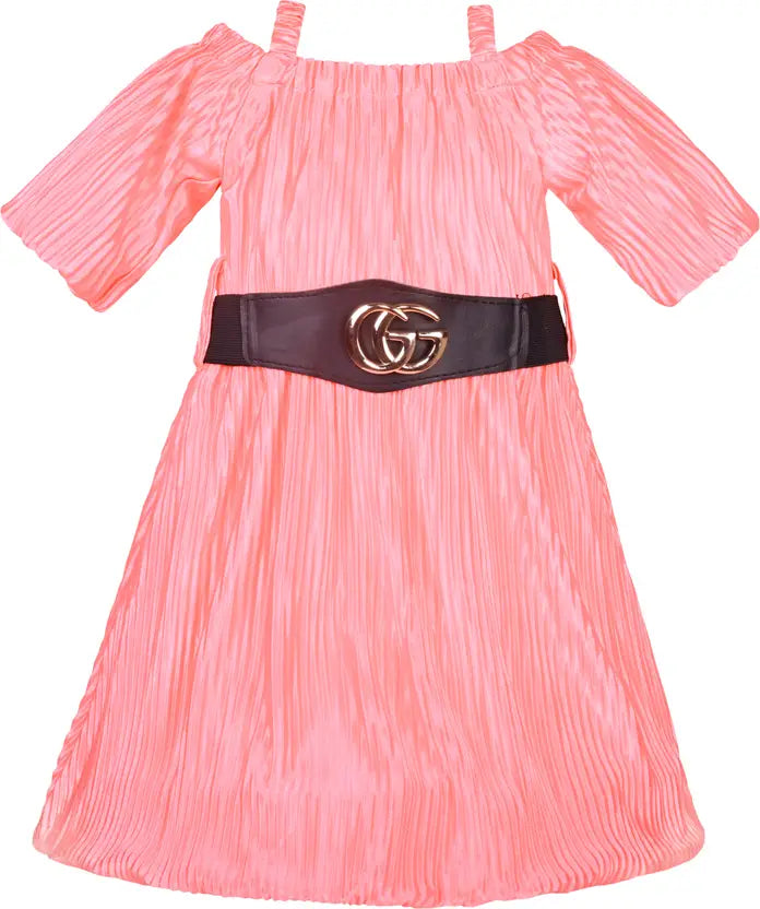 Girls Midi/Knee Length Belt Party Dress