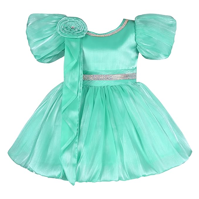 Rhinestone Floral Embellished Balloon Party Dress