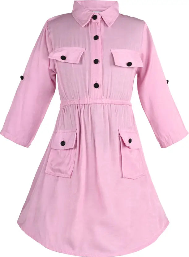 Girls Midi/Knee Length Party Dress cslp1061bpnk