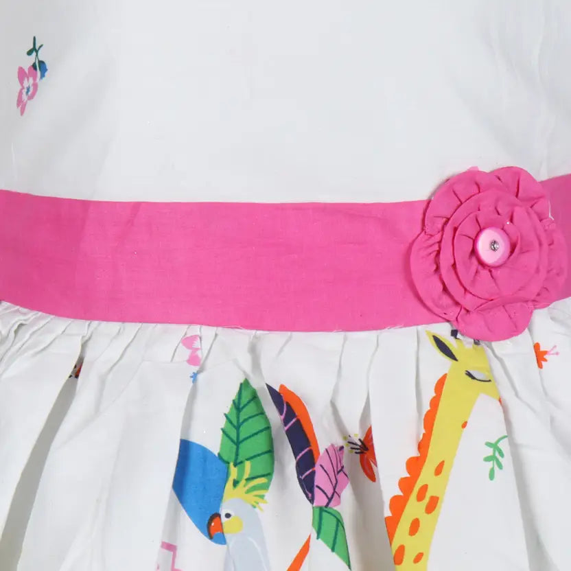 Girls Midi/Knee Length Casual Dress ctn616wht