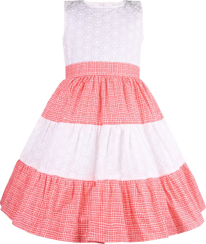 Girls Midi/Knee Length Casual Dress ctnp656wht