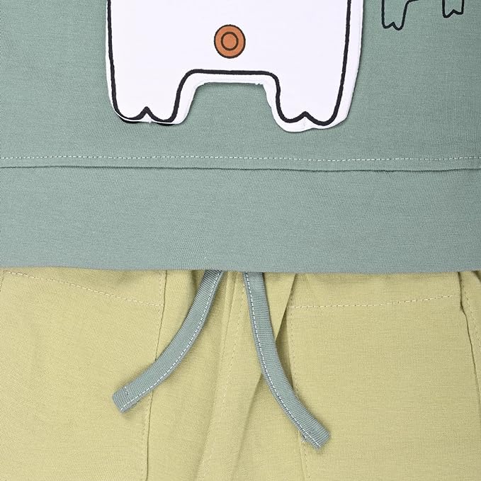 Boys Humour and Comic Patch Work T-Shirt and Trousers bt607grn