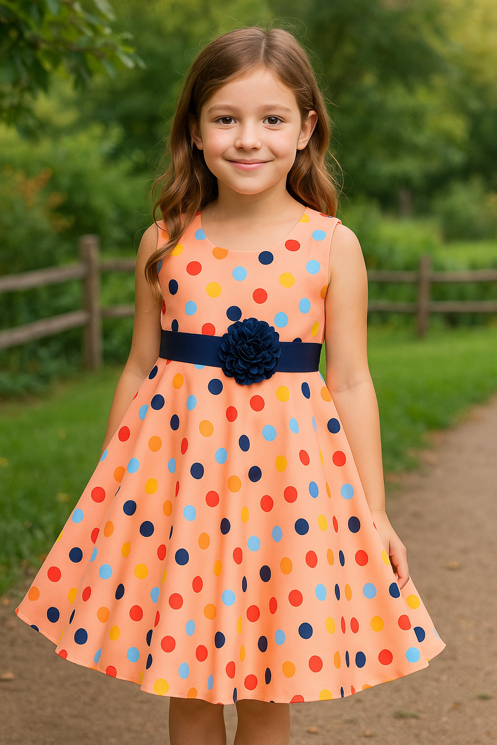 kids Partywear Dress Frock (stn759pch)