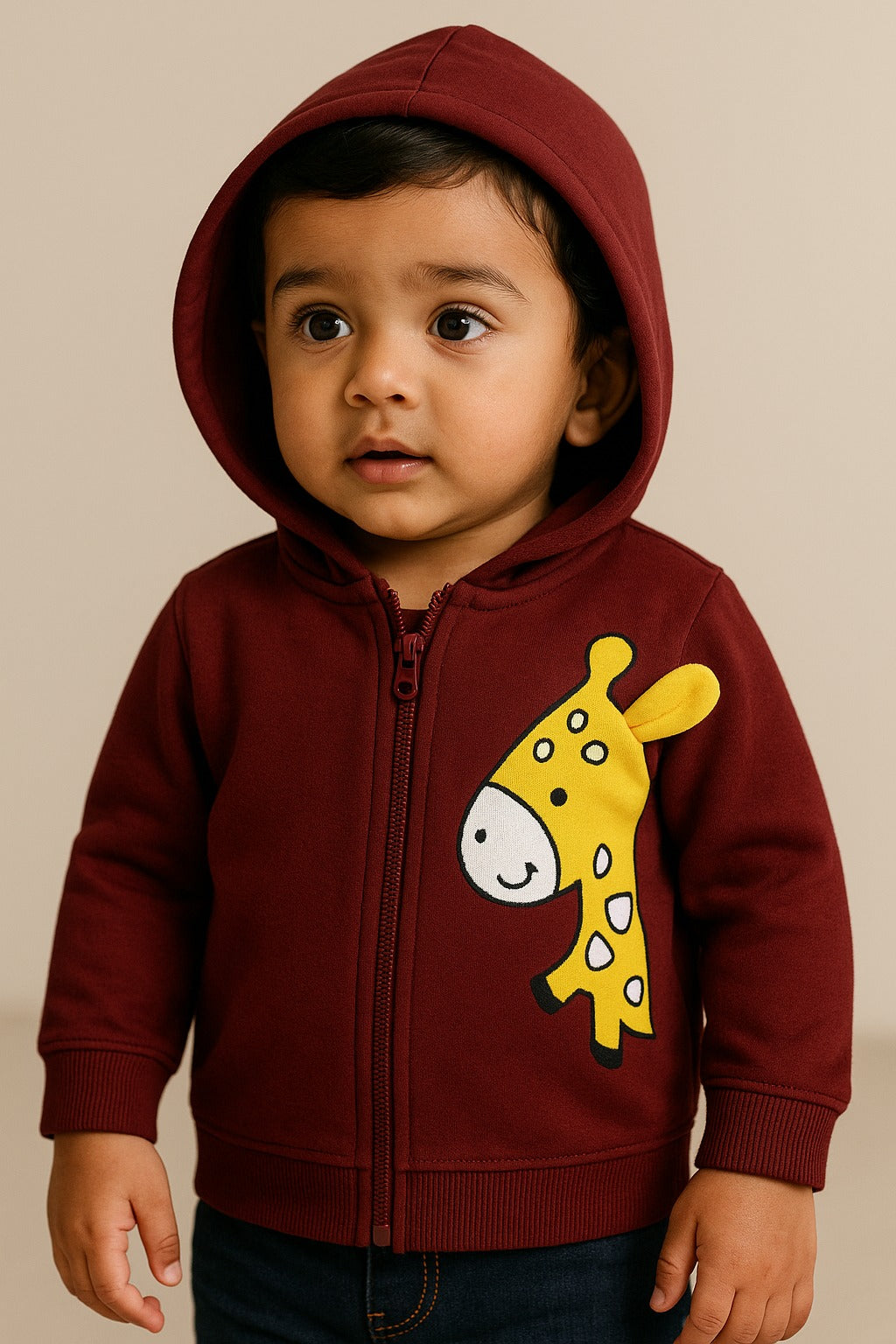 Unisex Cotton Applique Full Sleeve Hooded Sweatshirt