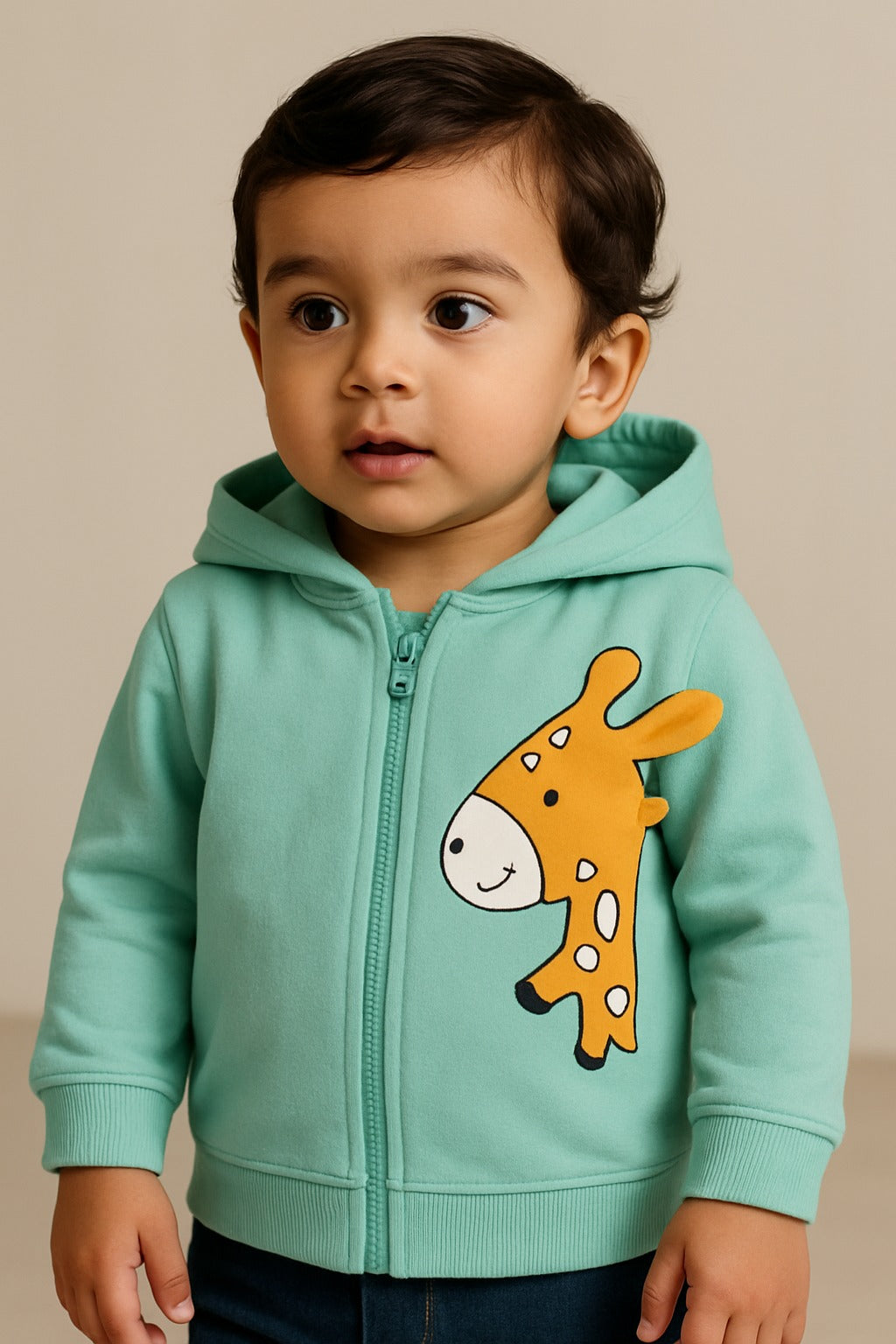 Unisex Cotton Applique Full Sleeve Hooded Sweatshirt
