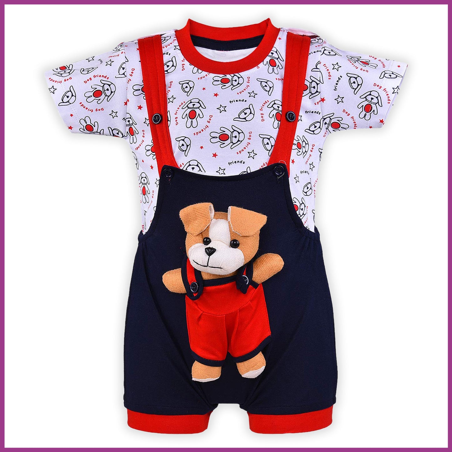 Unisex Dungaree Dress for Baby Boys-Baby Girls-(bt32nb)
