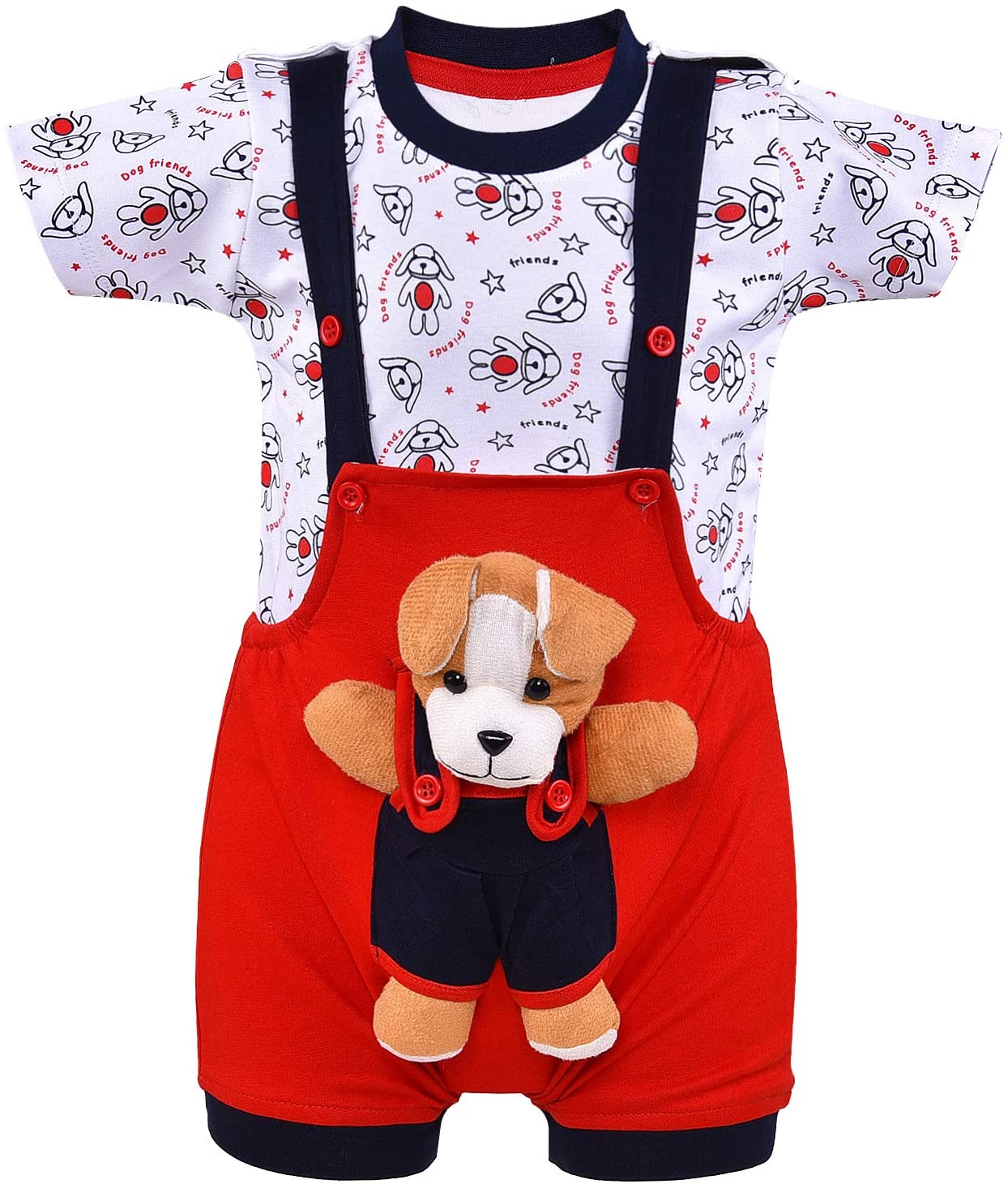 Unisex Dungaree Dress for Baby Boys-Baby Girls-(bt32rd)