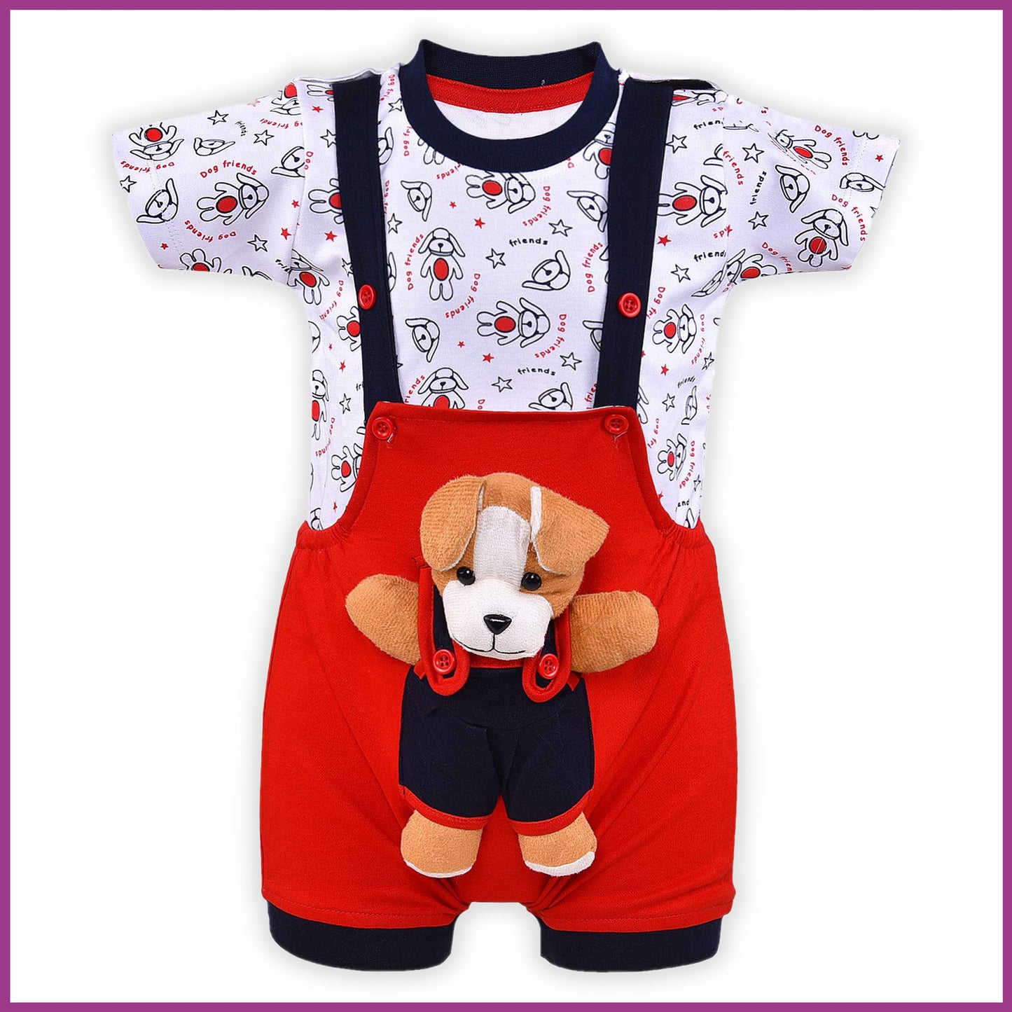 Unisex Dungaree Dress for Baby Boys-Baby Girls-(bt32rd)