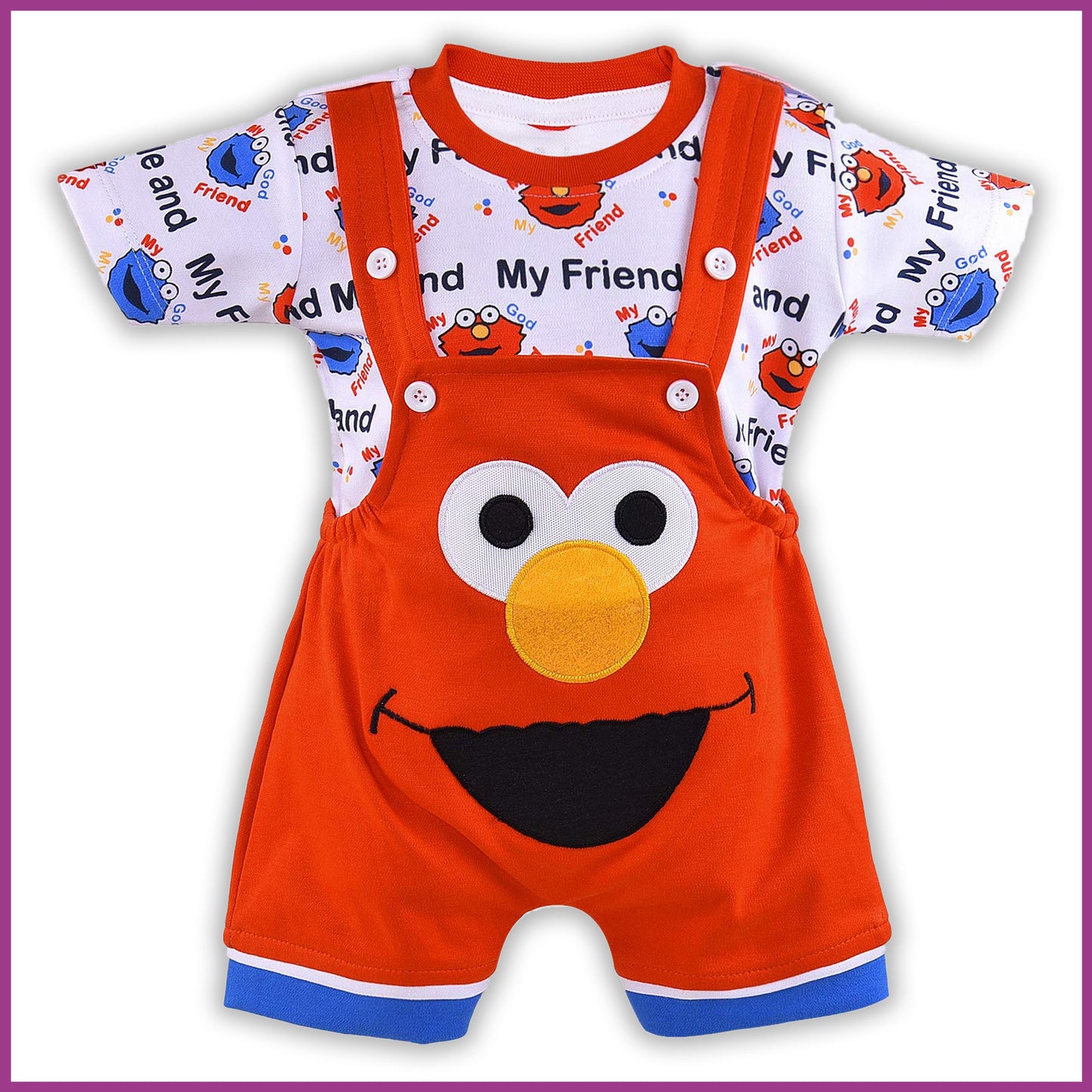 Unisex Dungaree Dress for Baby Boys-Baby Girls-(bt35org)