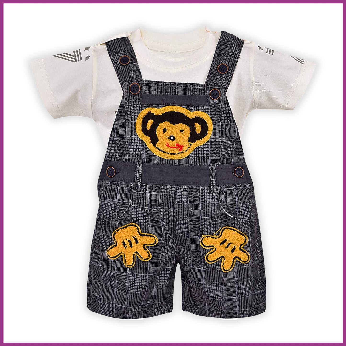 Baby Boys Dungaree Dress For Kids-(bt47gry)