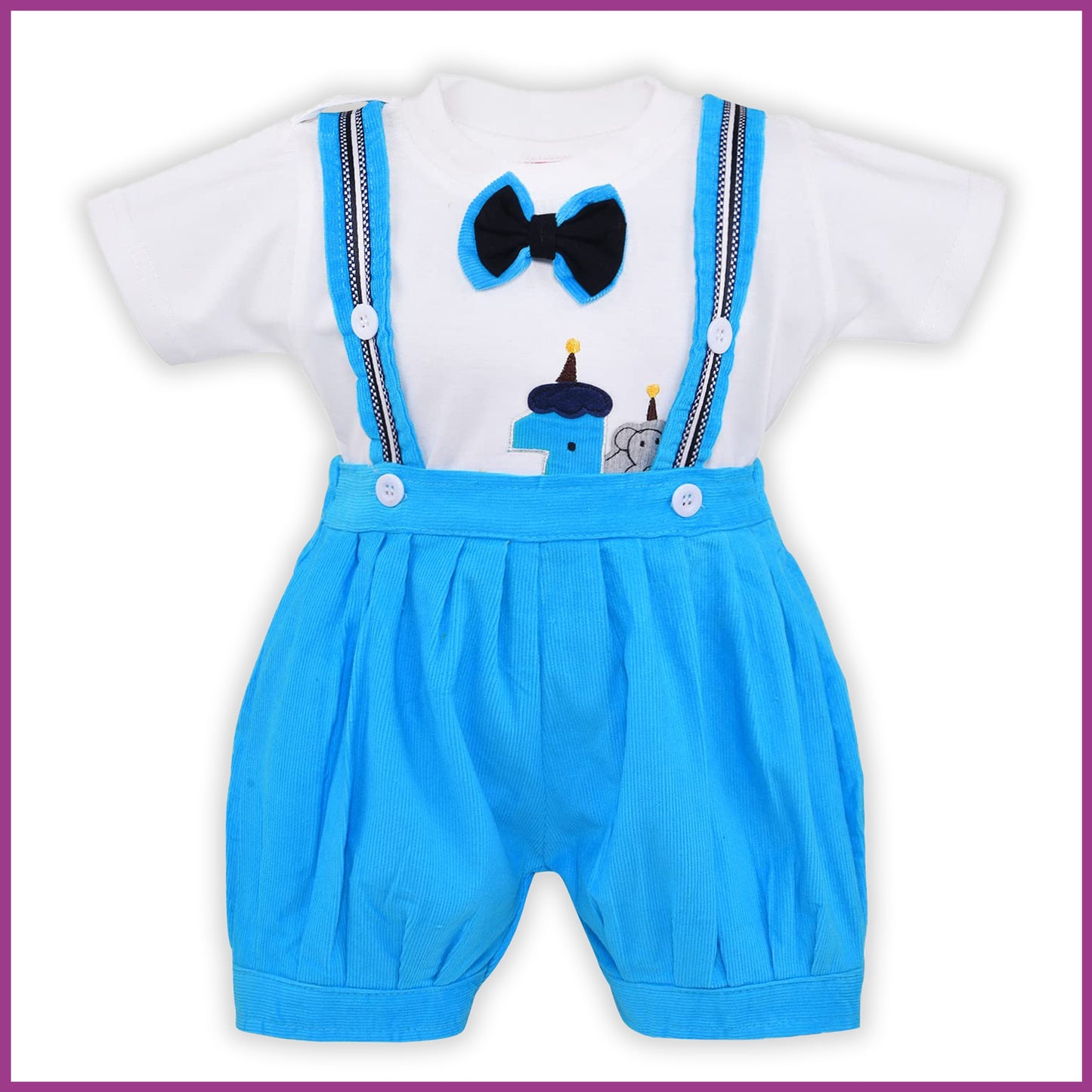 Baby Boys T-Shirt And Dungaree For Boys-(bt502blu)