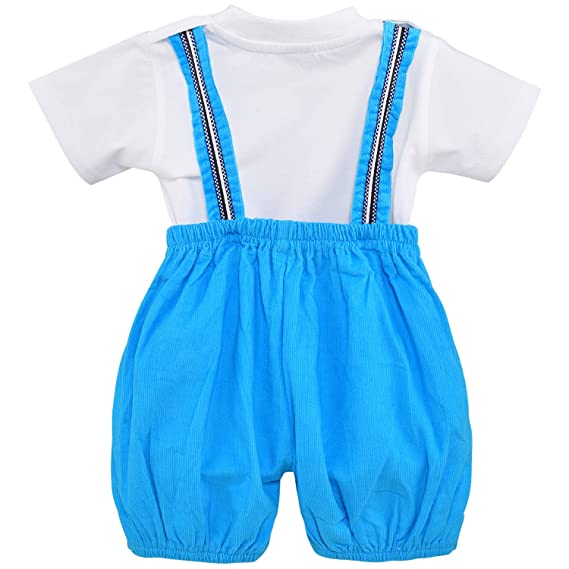 Baby Boys T-Shirt And Dungaree For Boys-(bt502blu)