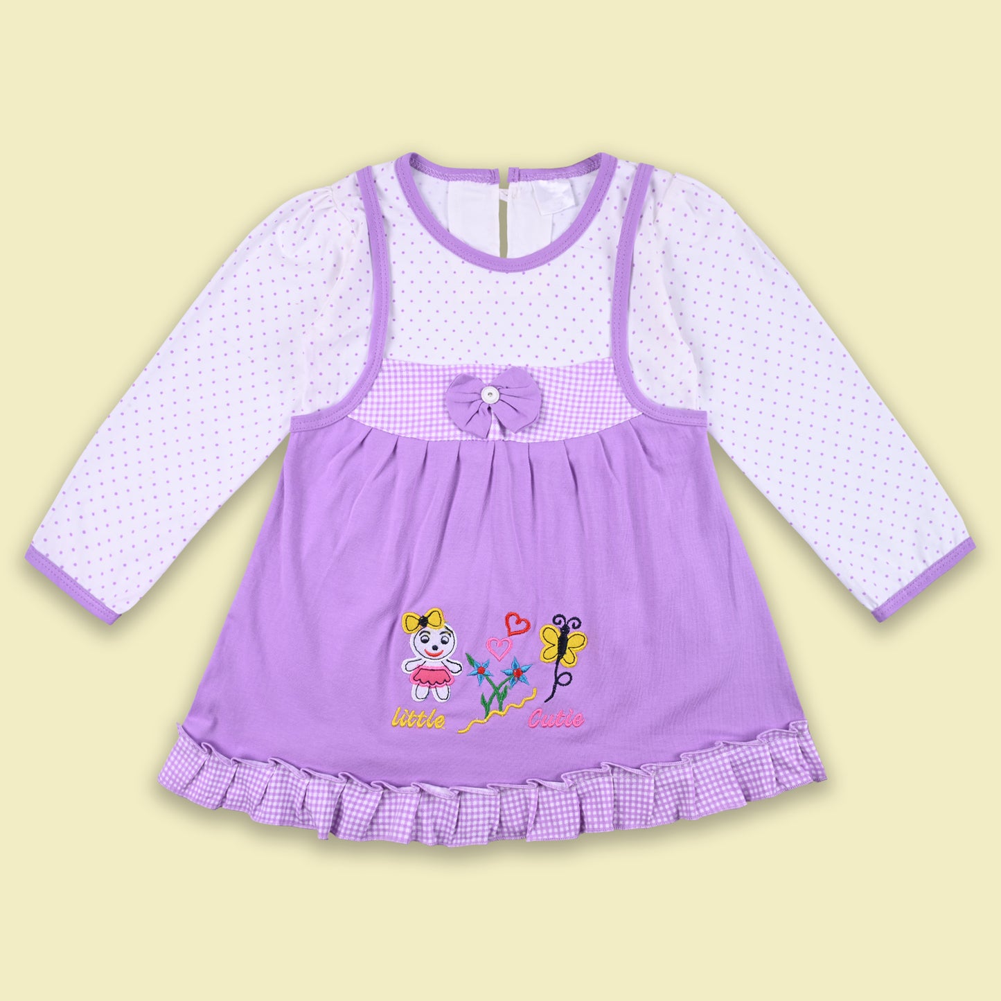 Girls Polka And Applique Print Top And Pant Full Sleeve Clothing Se