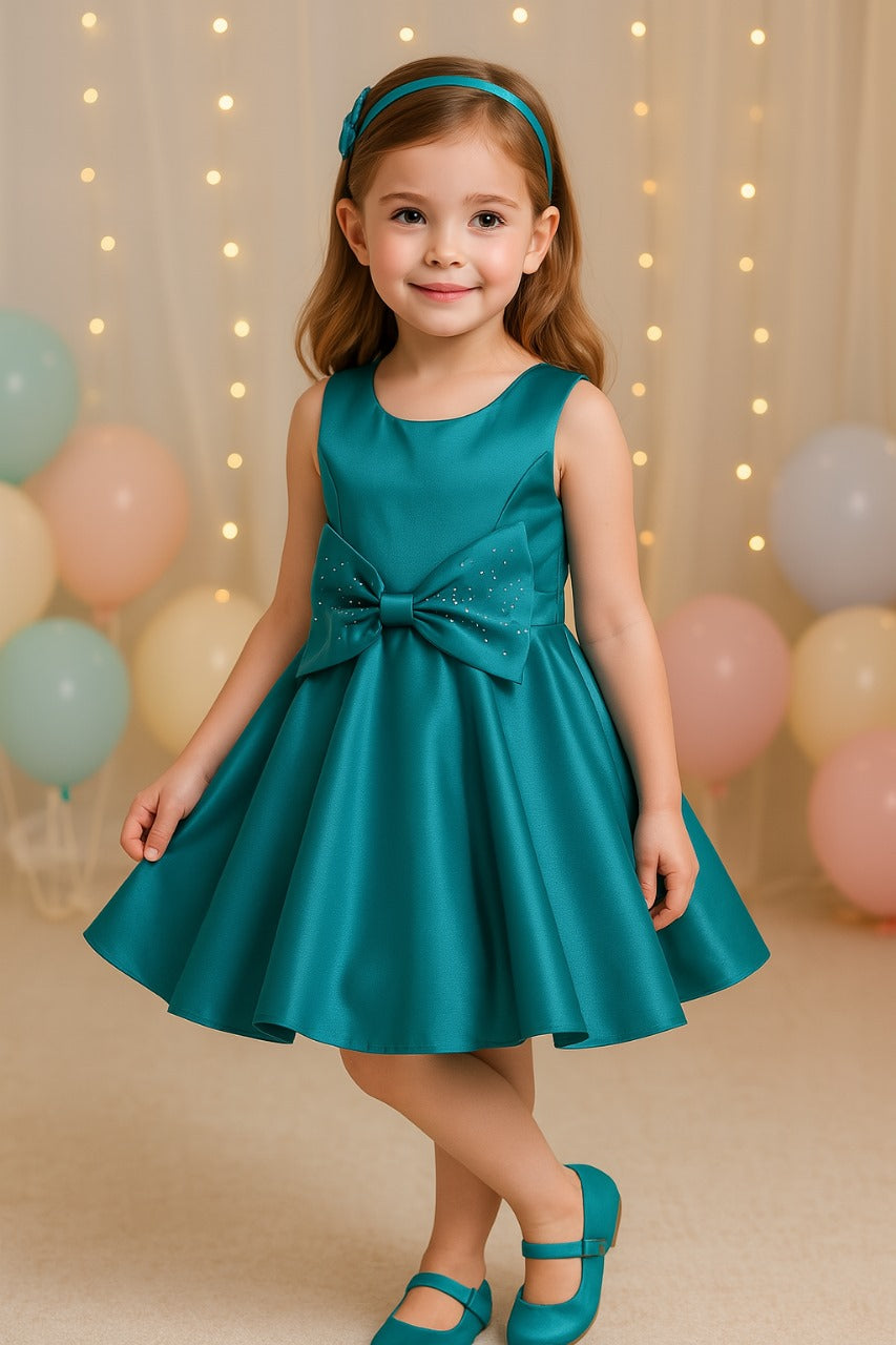 Girls A-line Sleeveless Satin dress