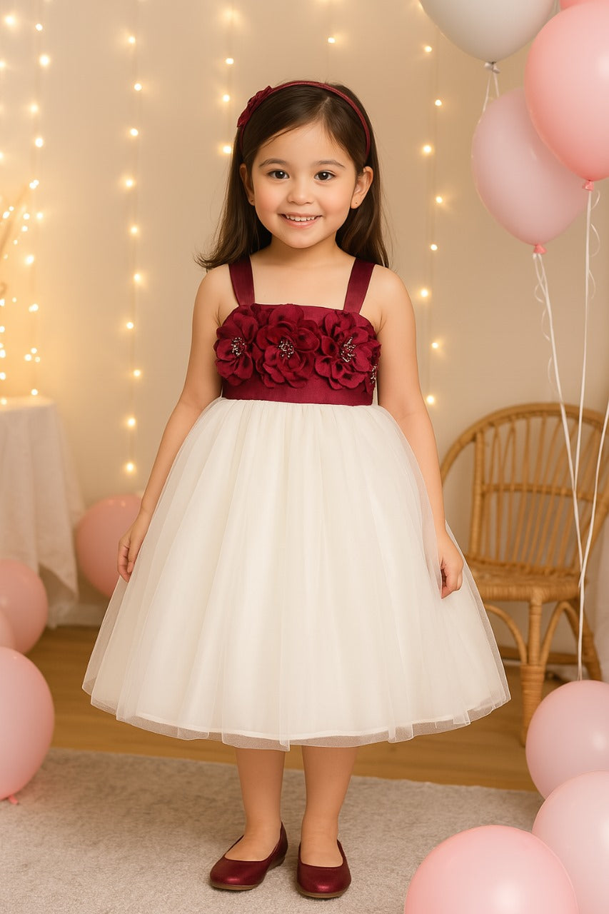 Girls Flower Detail Cotton Dress