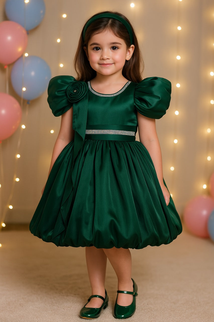 Rhinestone Floral Embellished Balloon Party Dress