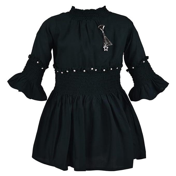 Girls Flared Sleeves Smocking Casual Dress