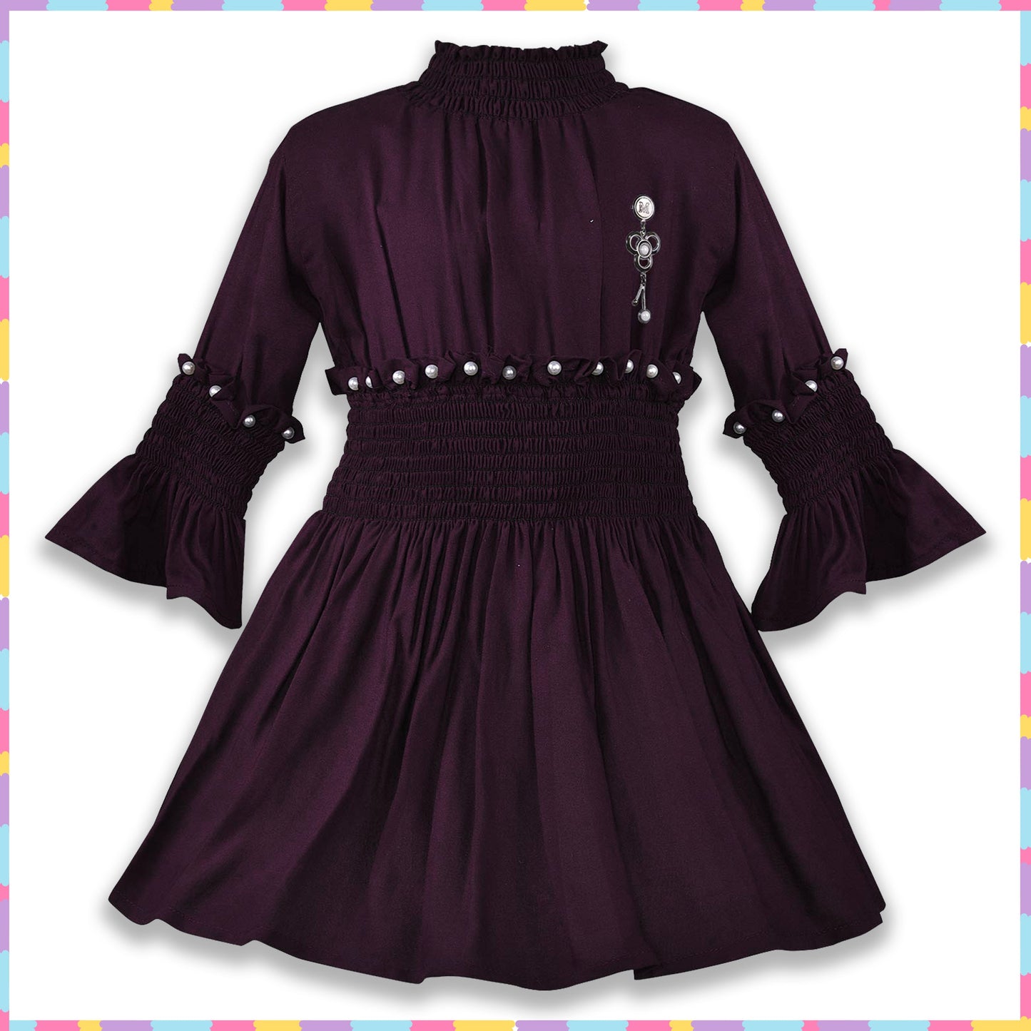 Girls Flared Sleeves Smocking Casual Dress