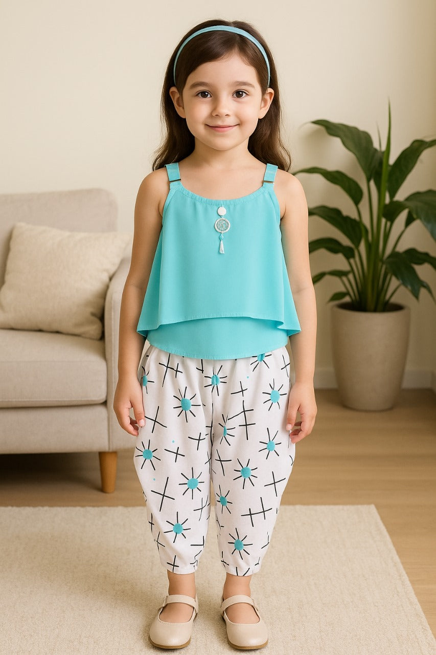 Baby Girls Top and Dhoti Pant Dress For Girls-(csl302blu)