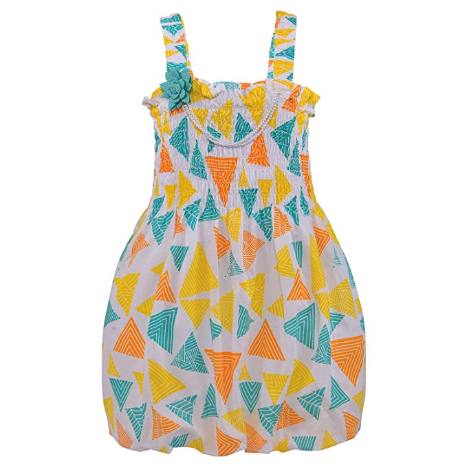 Girls Cotton Printed Smocking Casual Dress