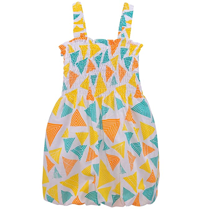 Girls Cotton Printed Smocking Casual Dress