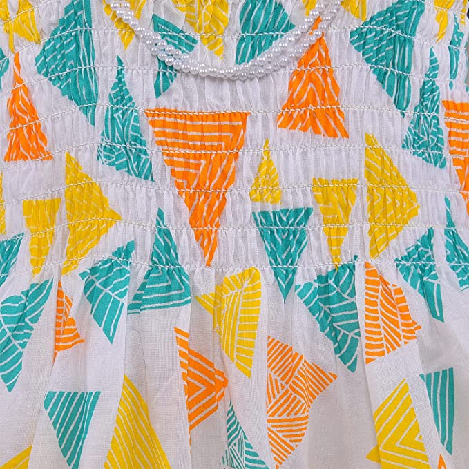 Girls Cotton Printed Smocking Casual Dress