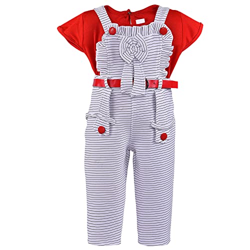 Baby Girls T-Shirt and Dungaree Dress For Girls-(csl321rd)