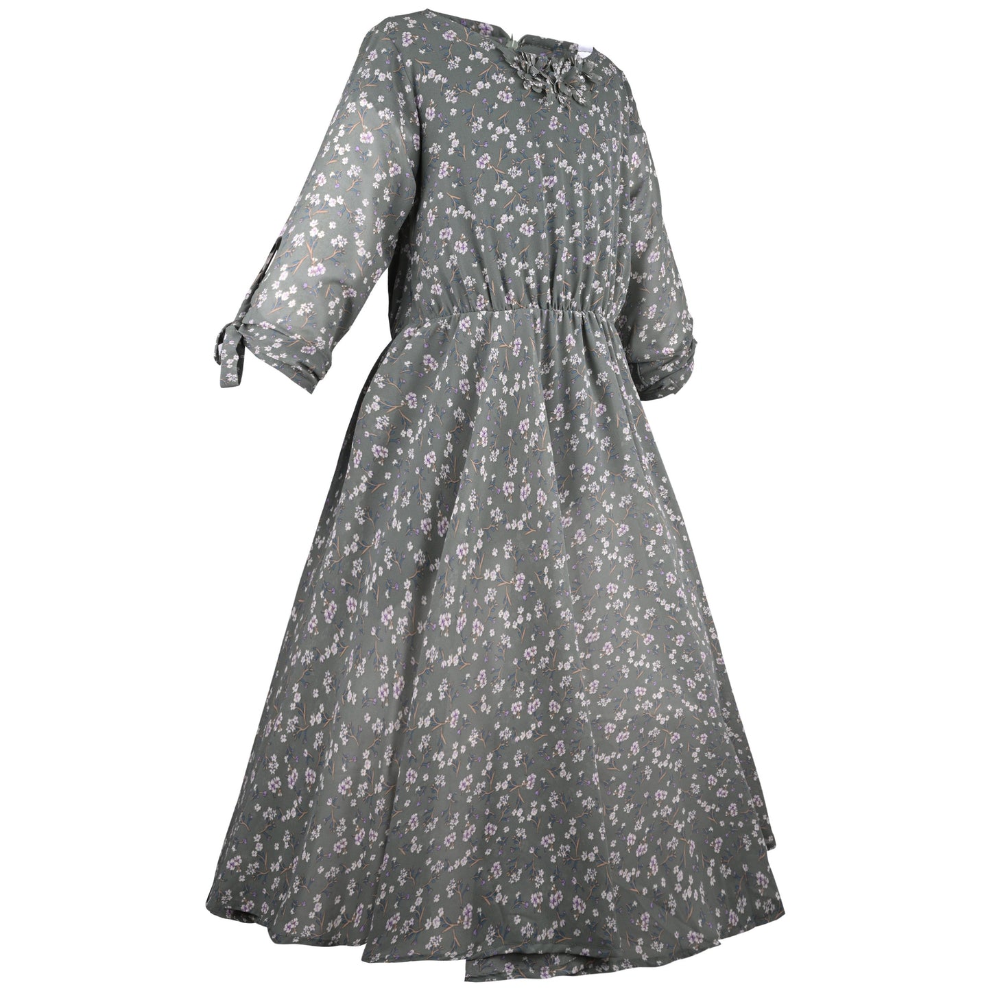 Girls Floral Print Bell Sleeve Fit and Flare Frock Dress