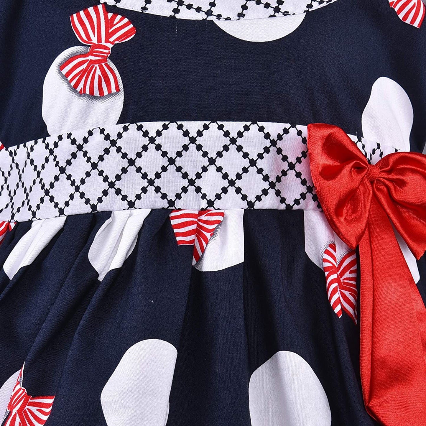 Girls Printed Bow Cotton Casual Dress