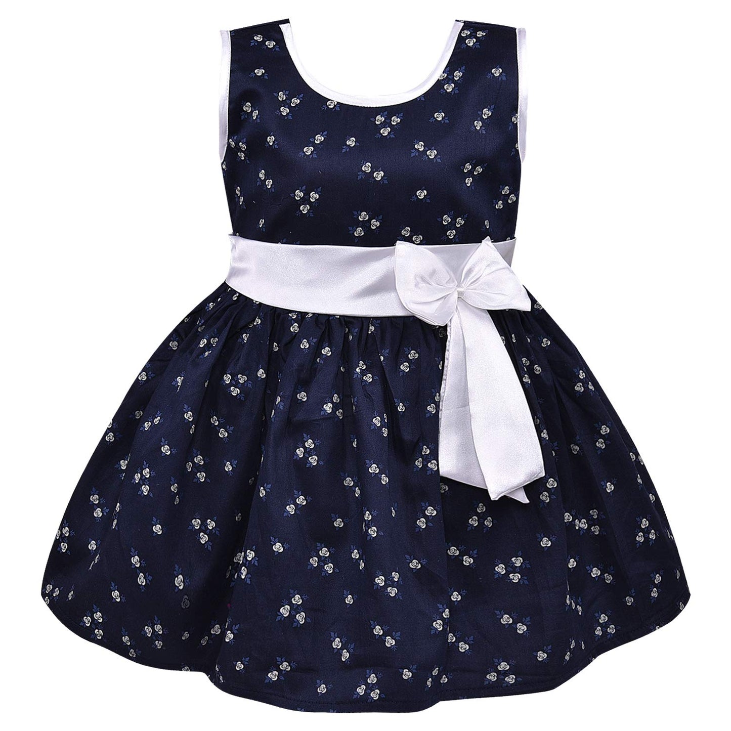 Girls Floral Bow Cotton Casual Dress