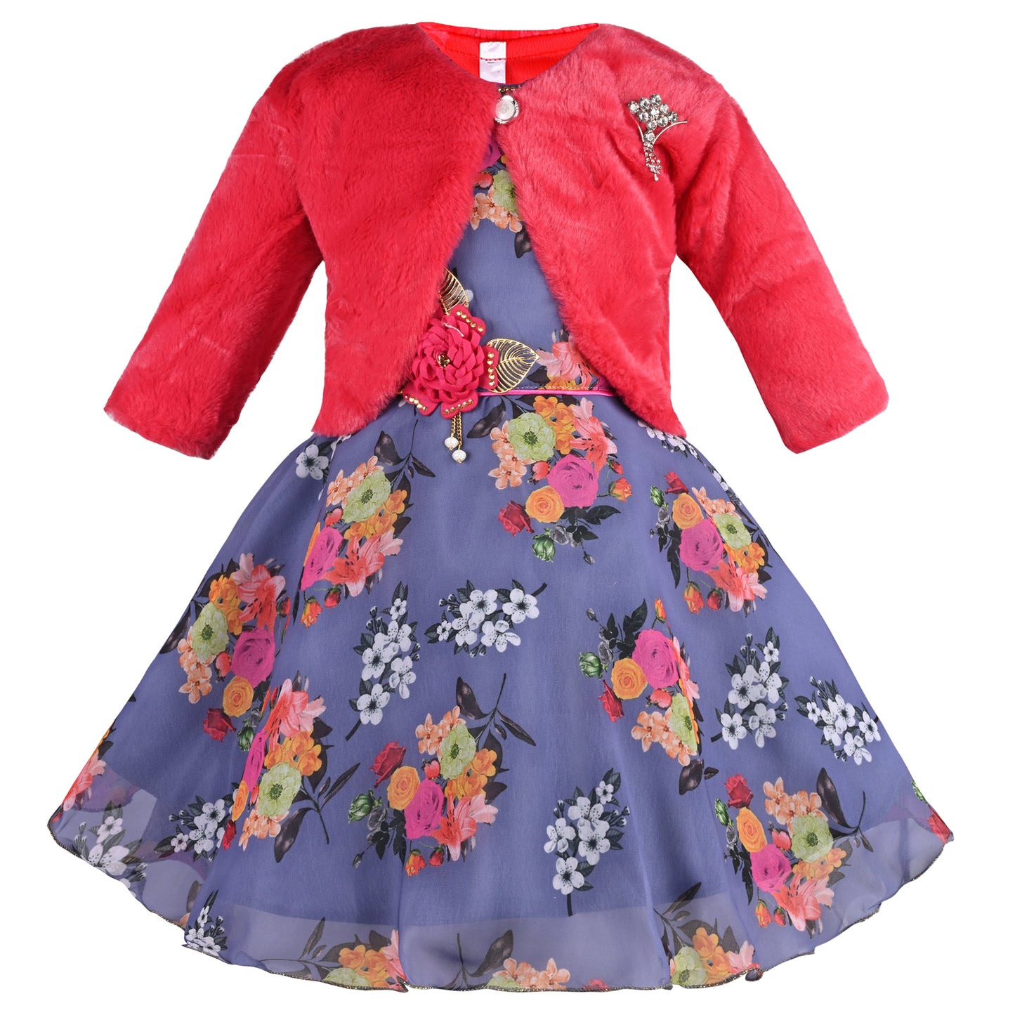 Baby Girls Partywear Frocks Dress For Girls (fe2760gry)