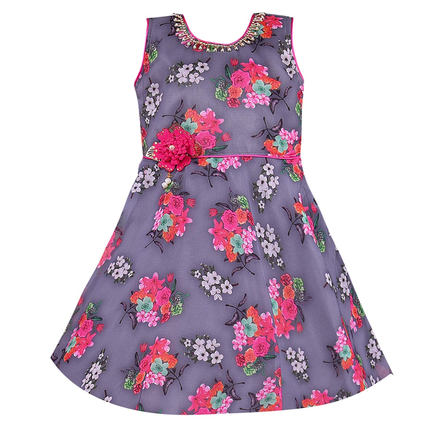 Baby Girls Partywear Frocks Dress For Girls (fe2760gry)