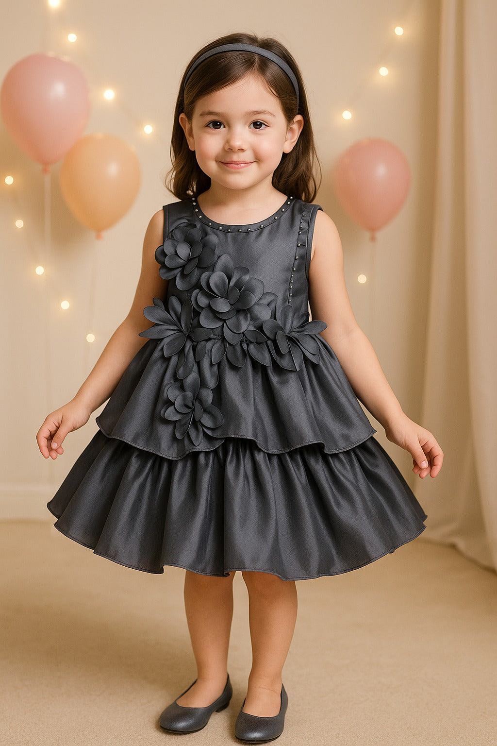 Baby Girls Frock Dress-(fe2786gry_Grey)
