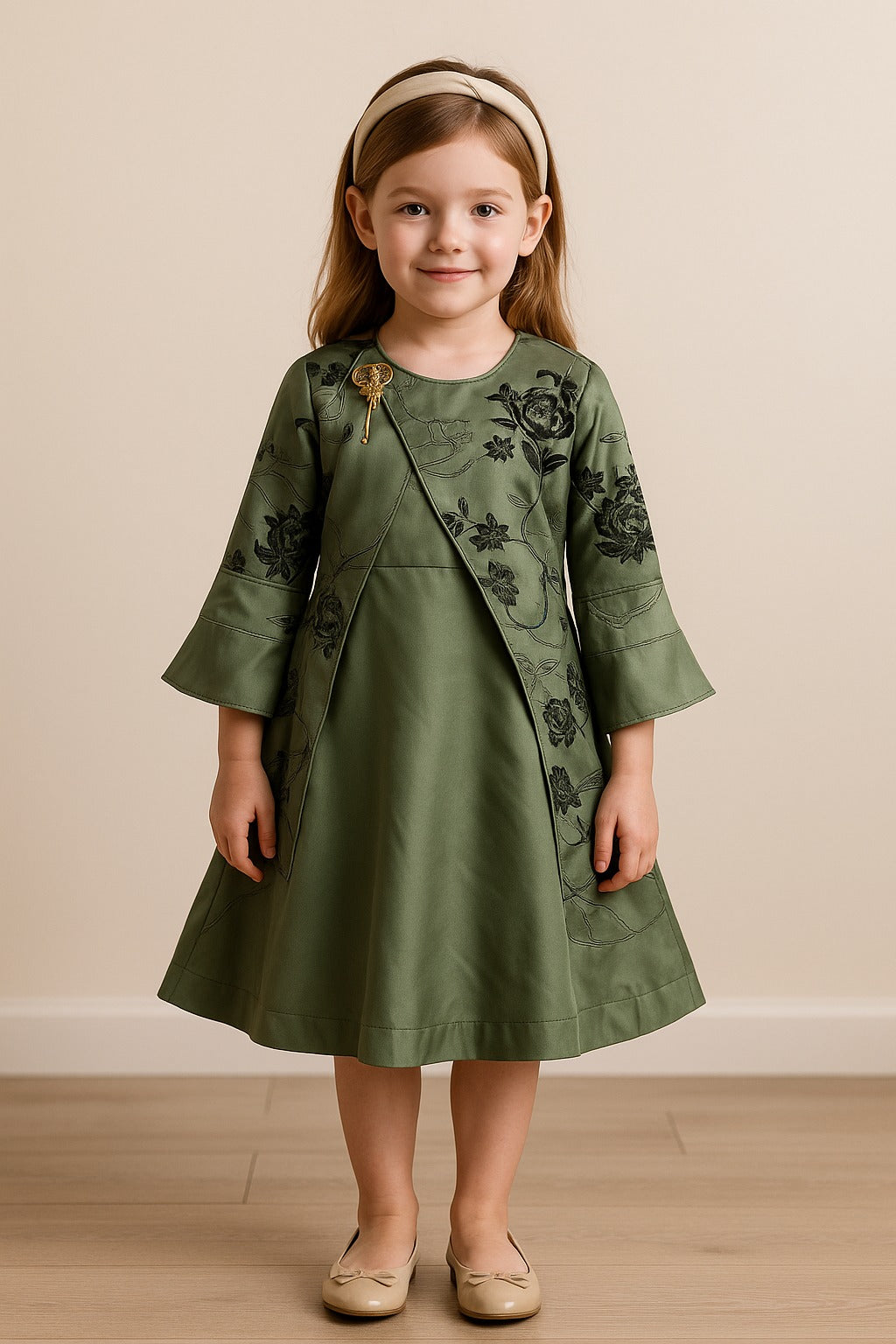 Girls Floral Embroidered Dress