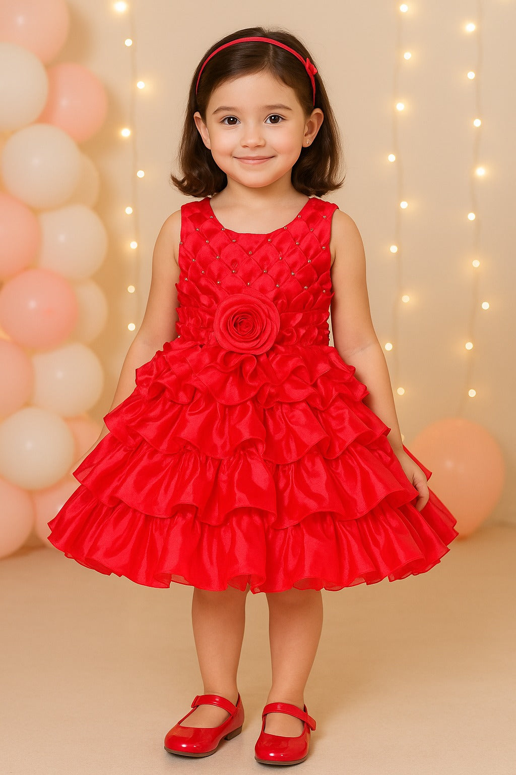 kids Partywear Dress Frock (fe2921rd)